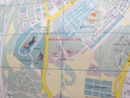 Helsinki Yleiskartta 1961, sis. keskustakartan, nähtävyydet, kaukolämpöputkistot, ym.