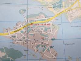 Helsinki Yleiskartta 1961, sis. keskustakartan, nähtävyydet, kaukolämpöputkistot, ym.