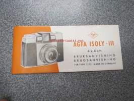 Agfa Isoly III 4 x 4 cm bruksanvisning -kameran käyttöohje ruotsiksi