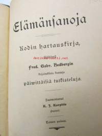 Elämänsanoja kodin hartauskirja sisältävä Fred. Gabriel Hedberginn kirjoituksista koottuja päivittäisiä tutkiskeluja