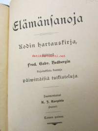 Elämänsanoja kodin hartauskirja sisältävä Fred. Gabriel Hedberginn kirjoituksista koottuja päivittäisiä tutkiskeluja