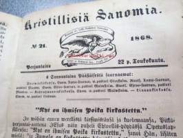 Kristillisiä Sanomia -vuosikerrat 1864-68 yhteissidoksena, vuosikerrat eivät ole täydelliset
