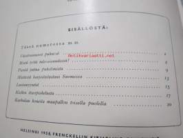 Me kaikki A. Ahlström Osakeyhtiön henkilökuntalehti 1958 nr 3, pientä juttua puhelimistä, mietteitä harjoittelustani Suomessa Karhulan tehtailla (Karl