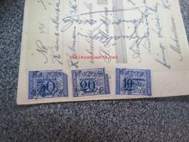 Vekselilomake 6.6.1948 leimamerkkeineen, Aimo Lairila, Kausala