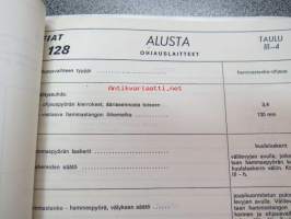 Fiat 128 (maahantuojan toimesta) tekniset tiedot koottuna kansioksi; mitat, ominaisuudet, sähkökaavio ym.