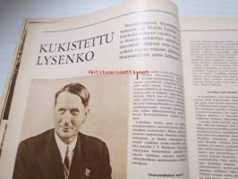 Suomen Kuvalehti 1956 nr 18, miksi Suomi ei voi myydä aseita?, kukistettu Lysenko, Taormina, vaarallisia naisia - miekkailevat naiset, Jussi Mäntynen, koko sivun