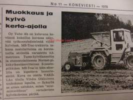 Koneviesti 1975 /11.-sis,mm,Tämän vuoden maatalousnäyttelyt.DLG 1976.Normet pikakytkentälaitteiden asennus.Täyshydraulinen lannanpoistolaite.Silppurit,taulukko.ym