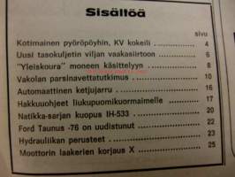 Koneviesti 1971 / 2 sis mm. Kotimainen pyöröpöyhin.&quot;Yleiskoura&quot;moneen käsittelyyn.Vakolan parsinavettatutkimus.Automaattinen ketjujarru.Natikka-sarjan kuopus