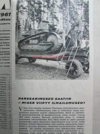 Tekniikan Maailma 1961 nr 7 -mm. Kokeilussa Liikennepoliisi autossa VDO nopeusvaroitin, Koekuvaa puolikinofilmikamera Olympus Pen, Kotitekoisia &quot;puujalkoja&quot;