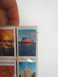 Suomi-Finland tulitikkurasiapakkaus, mm. Viking Line -alus kuvattuna