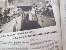 Kotiliesi 1945 nr 15-16, sis. mm. seur. artikkelit / kuvat / mainokset; Kansikuva - sommitellut Doris Bengström, Marja-Liisan villapuku pannaan alulle hyvissä