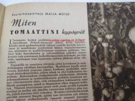 Kotiliesi 1945 nr 15-16, sis. mm. seur. artikkelit / kuvat / mainokset; Kansikuva - sommitellut Doris Bengström, Marja-Liisan villapuku pannaan alulle hyvissä