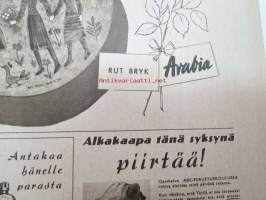 Kotiliesi 1945 nr 17-18, sis. mm. seur. artikkelit / kuvat / mainokset; Kansikuva - sommitellut Doris Bengström, Kas-Kas kengänpohjavoide, Rut Bryk Arabia,