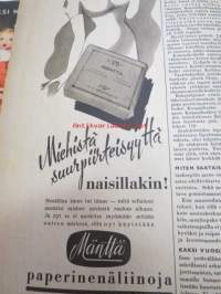 Kotiliesi 1945 nr 23, sis. mm. seur. artikkelit / kuvat / mainokset; Kansikuva sommitellut Doris Bengström, Mänttä paperinenäliinoja, Miten saataisiin