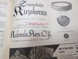 Kotiliesi 1945 nr 23, sis. mm. seur. artikkelit / kuvat / mainokset; Kansikuva sommitellut Doris Bengström, Mänttä paperinenäliinoja, Miten saataisiin