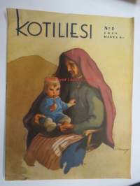 Kotiliesi 1945 nr 1, sis. mm. seur. artikkelit / kuvat / mainokset; Kansikuva Martta Wendelin, Kirjomme Tytin mekkoa, Oh! Oikeata kahvia, Maaseudun jälkikasvua