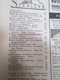 Kotiliesi 1945 nr 2, sis. mm. seur. artikkelit / kuvat / mainokset; Kansikuva sommitellut Doris Bengström, &quot;Omenankorjuu&quot; ja &quot;Satulaiva&quot; ristipistomallit