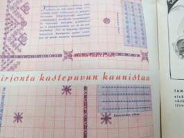 Kotiliesi 1945 nr 3, sis. mm. seur. artikkelit / kuvat / mainokset; Kansikuva sommitellut Doris Bengström, Kastemekon kirjontamalli, Eduskuntavaalit koskevat