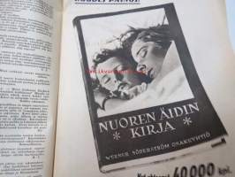 Kotiliesi 1945 nr 3, sis. mm. seur. artikkelit / kuvat / mainokset; Kansikuva sommitellut Doris Bengström, Kastemekon kirjontamalli, Eduskuntavaalit koskevat