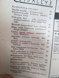 Kotiliesi 1945 nr 3, sis. mm. seur. artikkelit / kuvat / mainokset; Kansikuva sommitellut Doris Bengström, Kastemekon kirjontamalli, Eduskuntavaalit koskevat