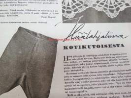 Kotiliesi 1945 nr 5,  Maaliskuu 1945 sis. mm. seur. artikkelit / kuvat / mainokset; Kansikuva sommitellut Doris Bengström, Pula-ajan talon mallipiirros