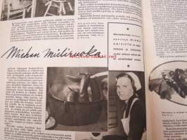 Kotiliesi 1945 nr 5,  Maaliskuu 1945 sis. mm. seur. artikkelit / kuvat / mainokset; Kansikuva sommitellut Doris Bengström, Pula-ajan talon mallipiirros