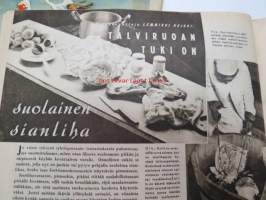 Kotiliesi 1945 nr 5,  Maaliskuu 1945 sis. mm. seur. artikkelit / kuvat / mainokset; Kansikuva sommitellut Doris Bengström, Pula-ajan talon mallipiirros