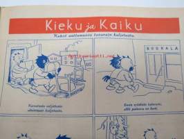 Kotiliesi 1945 nr 5,  Maaliskuu 1945 sis. mm. seur. artikkelit / kuvat / mainokset; Kansikuva sommitellut Doris Bengström, Pula-ajan talon mallipiirros