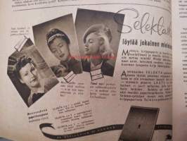 Kotiliesi 1945 nr 7, sis. mm. seur. artikkelit / kuvat / mainokset; Kansikuva sommitellut Doris Bengström, Kestilä Silo, Kotoisten keksintöjen kodikas pappila -