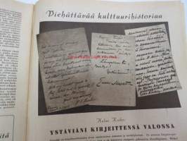 Kotiliesi 1945 nr 7, sis. mm. seur. artikkelit / kuvat / mainokset; Kansikuva sommitellut Doris Bengström, Kestilä Silo, Kotoisten keksintöjen kodikas pappila -