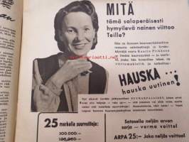 Kotiliesi 1945 nr 8, Huhtikuu sis.  Kansikuva Martta Wendelin, Ajankuvaa kevät 1945. Onko puutarhasi vihreä avara kotisi? Alli Kivivuori esitellään.