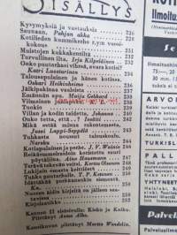 Kotiliesi 1945 nr 8, Huhtikuu sis.  Kansikuva Martta Wendelin, Ajankuvaa kevät 1945. Onko puutarhasi vihreä avara kotisi? Alli Kivivuori esitellään.