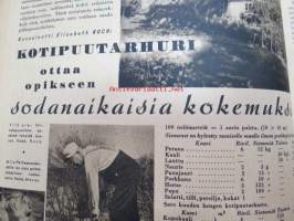 Kotiliesi 1945 nr 9, toukokuu   Kansikuva Martta Wendelin; kevätkylvö.  Puutalo Oy, Tyttärien kerho, Nykyhetken kansanhuoltonäköaloja, Ajankuvaa kevät 1945