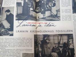 Kotiliesi 1945 nr 9, toukokuu   Kansikuva Martta Wendelin; kevätkylvö.  Puutalo Oy, Tyttärien kerho, Nykyhetken kansanhuoltonäköaloja, Ajankuvaa kevät 1945