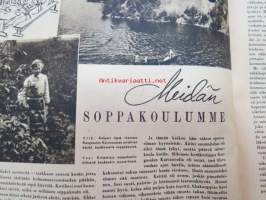 Kotiliesi 1945 nr 9, toukokuu   Kansikuva Martta Wendelin; kevätkylvö.  Puutalo Oy, Tyttärien kerho, Nykyhetken kansanhuoltonäköaloja, Ajankuvaa kevät 1945