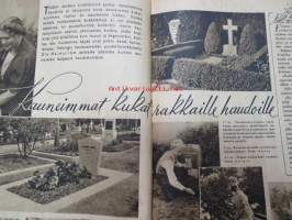 Kotiliesi 1945 nr 11, sis. mm. seur. artikkelit / kuvat / mainokset; Kirjontamalleja &quot;Kesän kukkasia&quot; pieniin pukuihin, Raunioista rauhan työhön, Kotien