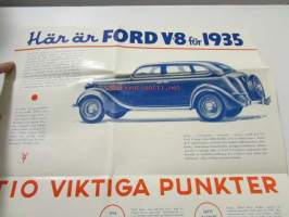 En presentation av Ford V8 för 1935 -myyntiesite ruotsiksi