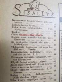 Kotiliesi 1947 nr 3 (kansi Martta Wendelin), miten sijaat hetekasi, yhdessäkin huoneessa voi asua kodikkaasti, luonto koristaa maljakon talvellakin, hiha kysyy