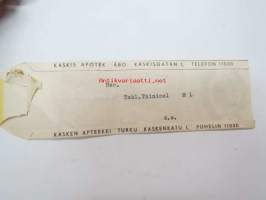 Kasken Apteekki / Kaskis Apotek 15.9.1959 -apteekkisignatuuri