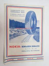 Nokiarenkaiden hinnasto nr 21, 11-1953 Prislista på ringar