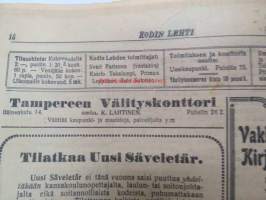 Kodin Lehti 1916 nr 45 -sisältää lyhyitä kertomuksia, asiapitoisia artikkeleita, ajanvietettä, ilmoituksia, ilmestynyt Uudessakaupungissa