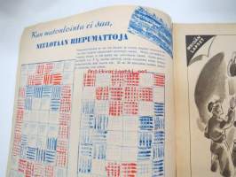 Kotiliesi 1943 nr 21, sisältää mm. seur. artikkelit / kuvat / mainokset; Kansikuvan sommitellut Doris Bengström, Neulotaan riepumattoja, Tyttärien kerho,