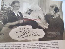 Kotiliesi 1943 nr 21, sisältää mm. seur. artikkelit / kuvat / mainokset; Kansikuvan sommitellut Doris Bengström, Neulotaan riepumattoja, Tyttärien kerho,