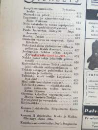 Kotiliesi 1943 nr 21, sisältää mm. seur. artikkelit / kuvat / mainokset; Kansikuvan sommitellut Doris Bengström, Neulotaan riepumattoja, Tyttärien kerho,