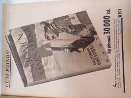 Kotiliesi 1943 nr 19, Kansikuvan sommitellut Doris Bengström; aihe koulutarvikkeita ja eväät syksy 1943. Hermolääkäri ajattelee väsynyttä