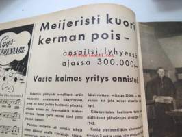 Kotiliesi 1943 nr 19, Kansikuvan sommitellut Doris Bengström; aihe koulutarvikkeita ja eväät syksy 1943. Hermolääkäri ajattelee väsynyttä