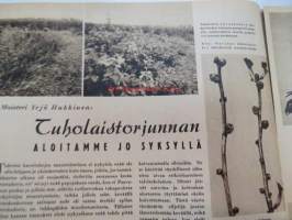 Kotiliesi 1943 nr 19, Kansikuvan sommitellut Doris Bengström; aihe koulutarvikkeita ja eväät syksy 1943. Hermolääkäri ajattelee väsynyttä