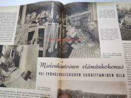 Kotiliesi 1943 nr 19, Kansikuvan sommitellut Doris Bengström; aihe koulutarvikkeita ja eväät syksy 1943. Hermolääkäri ajattelee väsynyttä