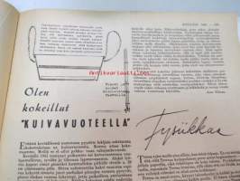 Kotiliesi 1943 nr 19, Kansikuvan sommitellut Doris Bengström; aihe koulutarvikkeita ja eväät syksy 1943. Hermolääkäri ajattelee väsynyttä