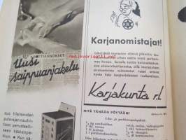 Kotiliesi 1943 nr 19, Kansikuvan sommitellut Doris Bengström; aihe koulutarvikkeita ja eväät syksy 1943. Hermolääkäri ajattelee väsynyttä